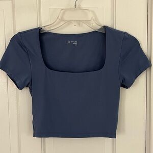 Offline by Aerie Crop Top Shelf Bra Small Activewear Athleisure Short Sleeve